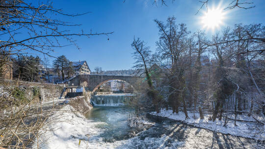 Sonnentag mit Schnee in Pforzheim