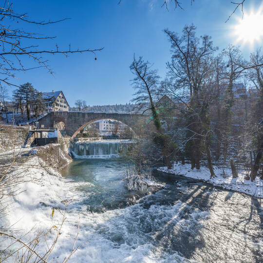 Sonnentag mit Schnee in Pforzheim
