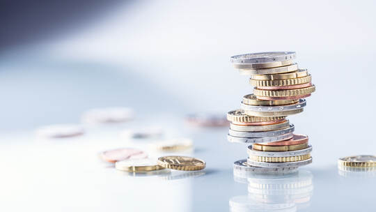 Euro coins. Euro money. Euro currency.Coins stacked on each other in different positions. Money concept