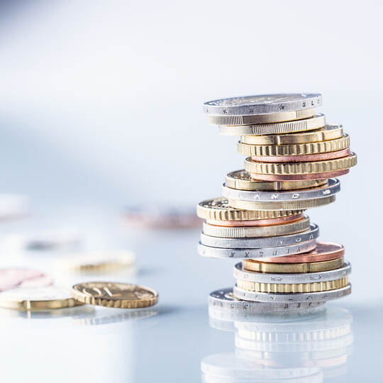 Euro coins. Euro money. Euro currency.Coins stacked on each other in different positions. Money concept