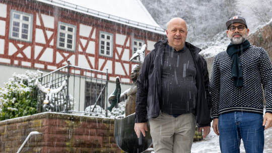 Der Vorstandsvorsitzende Andreas Lötterle und der Dirigent Michael Pietsch-Rether formen seit Jahrzehnten den Musikverein Neuenb Musikverein Neuenbürg Jubiläum