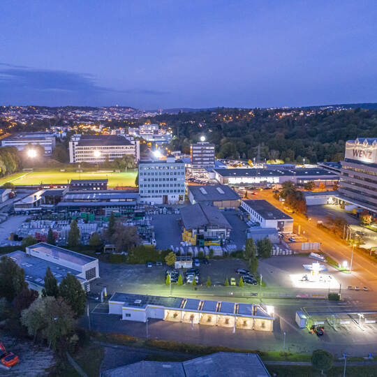 Pforzheim bei Nacht Luftaufnahme
