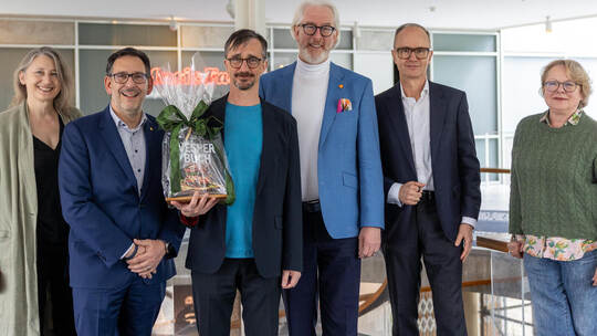 Christine Lüdeke, Tobias Volle, Christian Saalfrank, Georg Leicht, Philipp Reisert und Cornelie Holzach (v.l.) bei der Verabschi Verabschiedung Christian Saalfrank