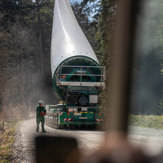 Windpark Kälbling Rotorblatt Transport