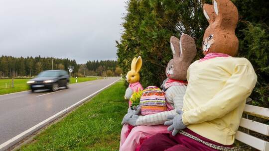 Osterhasen am Straßenrand Osterhasen am Straßenrand