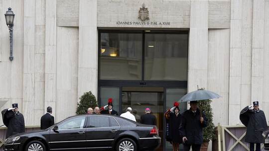Pope Francis enters Vatican hotel Casa Santa Marta Pope Francis enters Vatican hotel Casa Santa Marta
