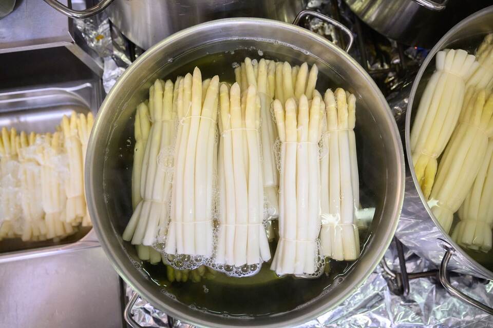 Spargel im Kochtopf