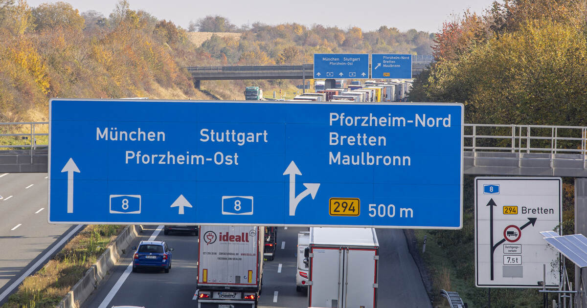 From 7 p.m.: A8 towards Stuttgart near Pforzheim completely closed