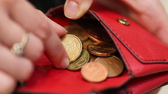 Münzen in einem Portemonnaie