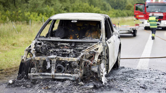 Ausgebrannter Porsche.