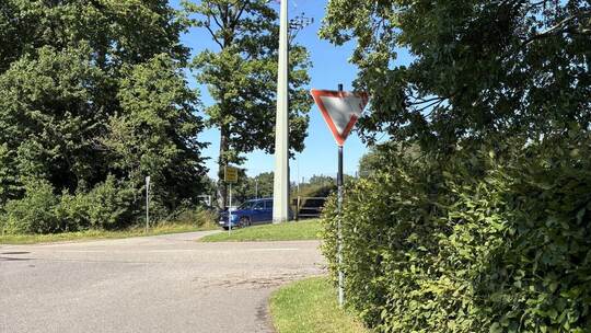 Die erste Hürde geschafft? Bei der Ausfahrt in die Eichbergstraße kommt Hecke zwei dazwischen.