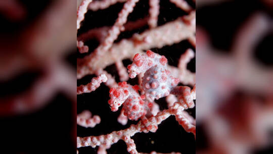 Zwerg-Seepferdchen zwischen Weichkorallen