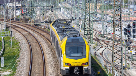 Regional train of Arverio type Stadler Flirt 3 in Stuttgart Untertürkheim, Germany