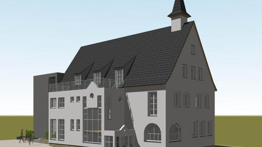 So ähnlich könnte das Wurmberger Rathaus nach den Umbau- und Sanierungsmaßnahmen aussehen. Visualisierung: Boger Architekten