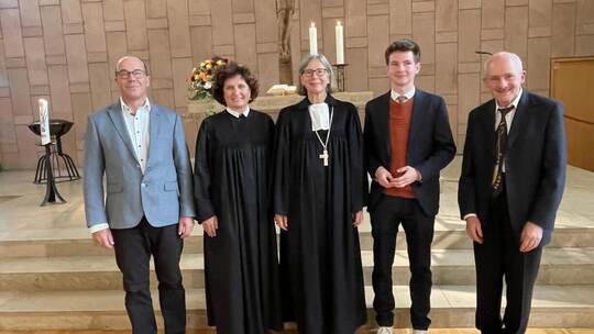 Sie gestalteten den Gottesdienst zum Jubiläum der Markuskirche: Bezirkskantor Wolfgang Bürck, Dekanin Christiane Quincke, Prälat