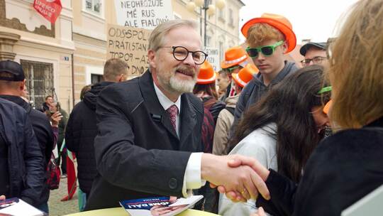 Petr Fiala im Wahlkampf
