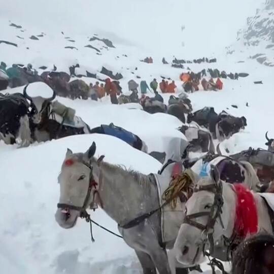 Kletterer am Mount Everest durch Schneefall eingeschlossen