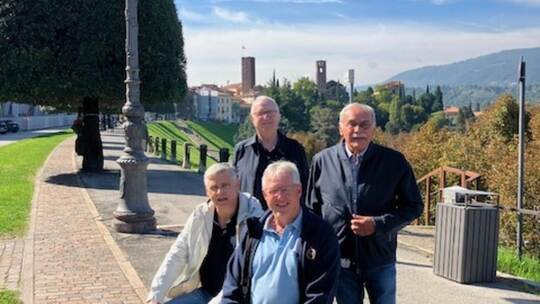 Frank Alber (von links), Reiner Müller, Thomas Hauck und Rolf Leo bei ihrem Besuch in der Mühlacker Partnerstadt Bassano an dies