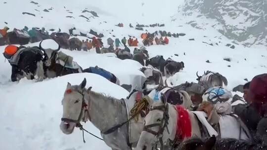Kletterer am Mount Everest durch Schneefall eingeschlossen