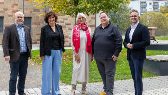 Bei der Veranstaltung „Begegnung Stadt-Kirche“: Dekanatsreferent Tobias Gfell, Dekanin Christiane Quincke, Referentin Birgit Sch