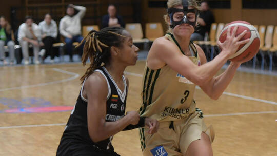 War an Kelterns Siegen gegen Vilinius im EuroCup und beim MBC in der Liga maßgeblich beteiligt: Alexandra Wilke (rechts). Michae