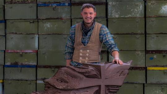 Steinbildhauer Christoph Reiser holte beim Azubi-Bundeswettbewerb den Sieg. Horst Baderschneider