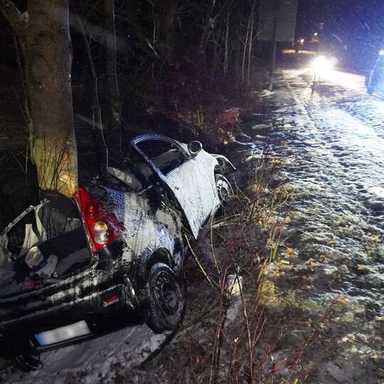 Auto kommt von Straße ab - zwei Menschen schwer verletzt