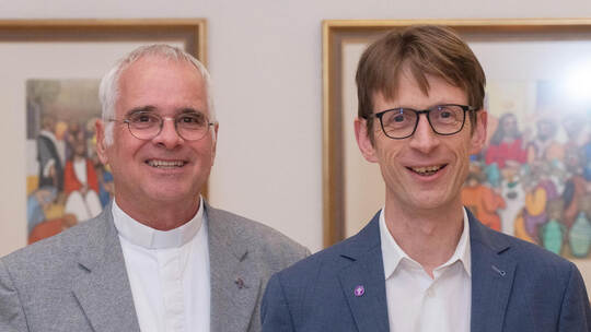 Jürgen Huber und Markus Epting (von links) übernehmen den Bezirksvorsitz, bis sich die neue Bezirkssynode – voraussichtlich im k