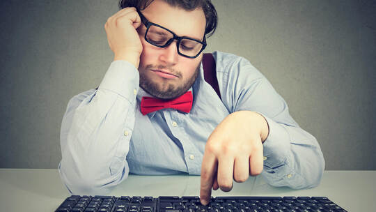 Lazy chunky office worker procrastinating