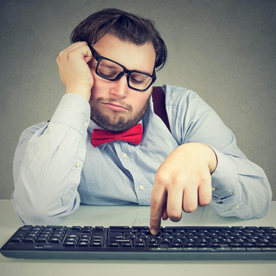 Lazy chunky office worker procrastinating