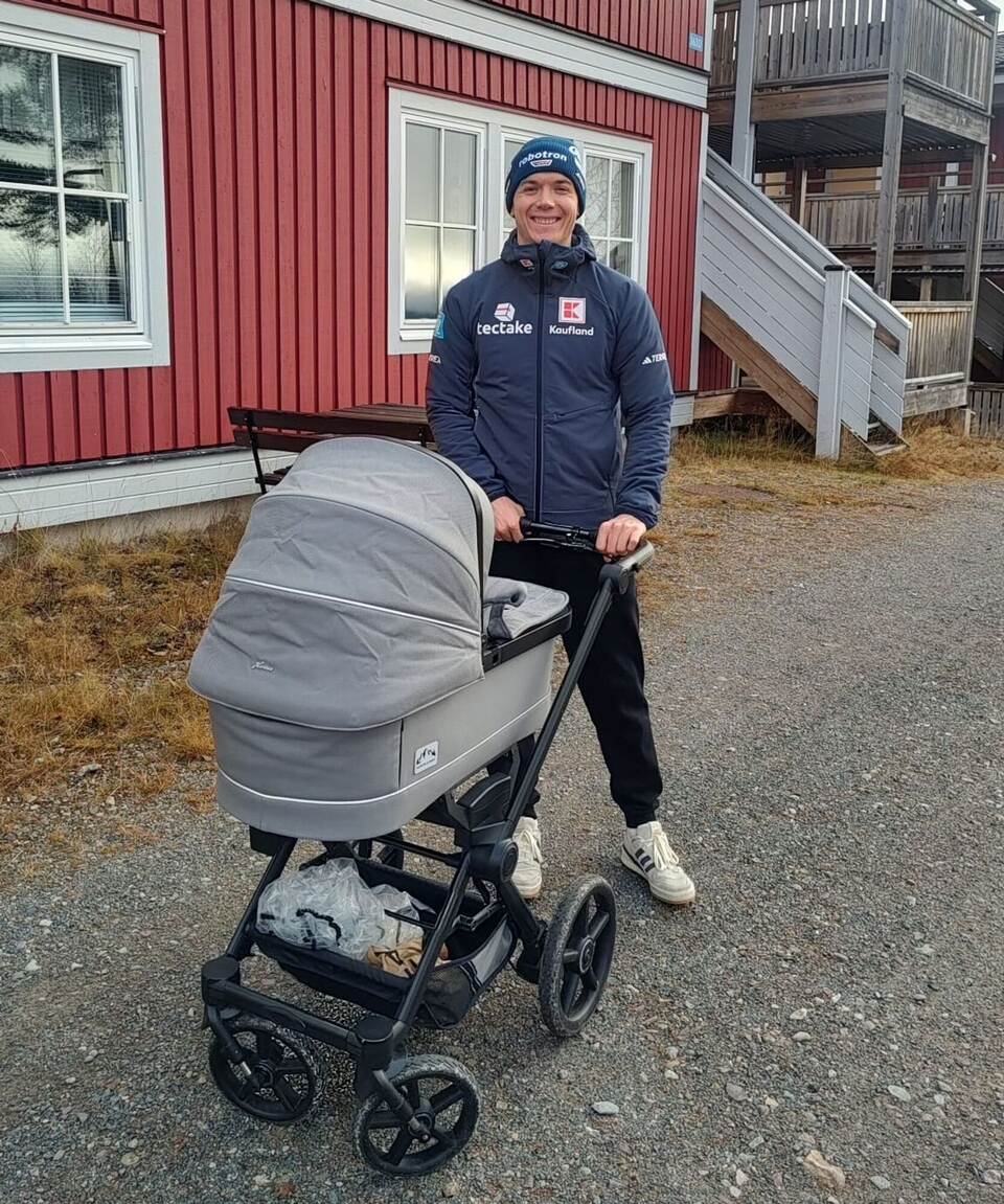 Biathlet Justus Strelow mit seinem Sohn Biathlet Justus Strelow mit seinem Sohn