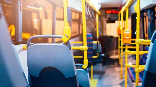 Modern city bus interior and seats