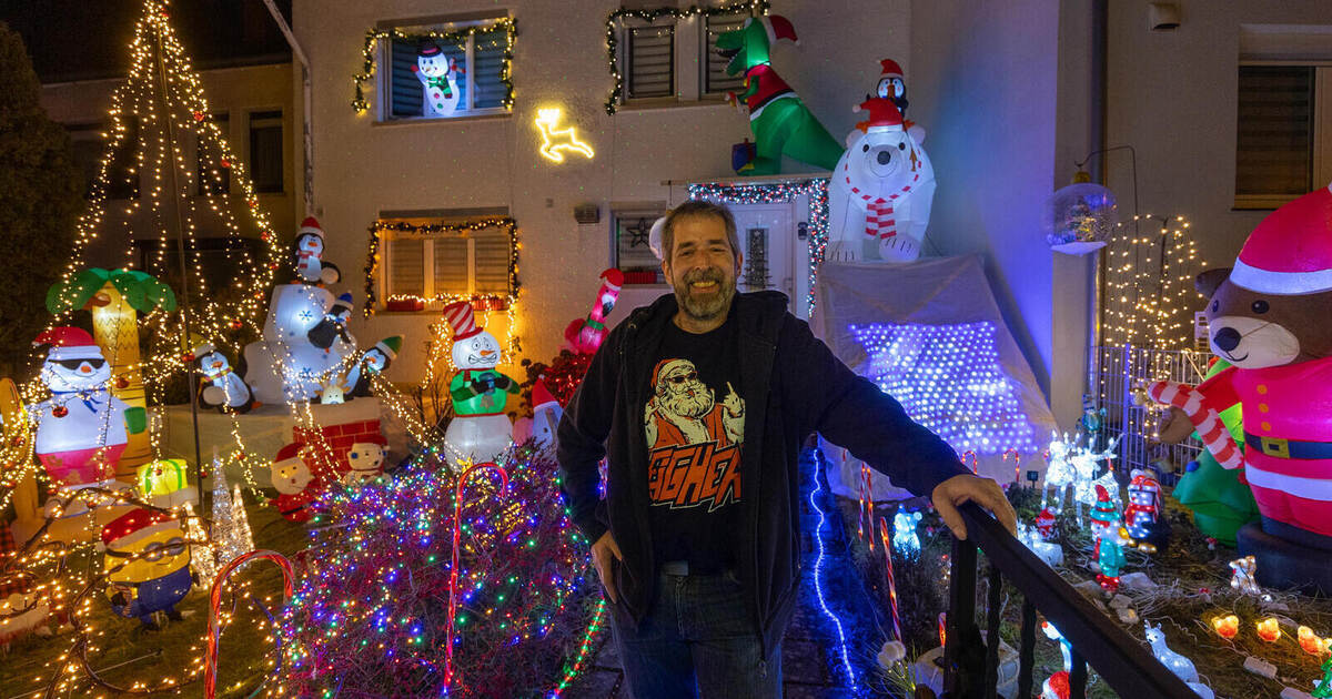 Der Herr der Lichter: 25.000 LEDs und 24 Aufblasfiguren schmücken das Haus ...