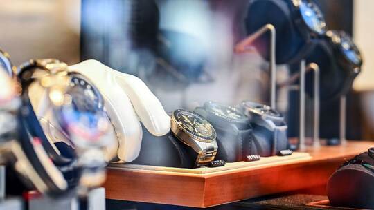 Luxusuhren in einem Juweliergeschäft Luxusuhren in einem Juweliergeschäft
