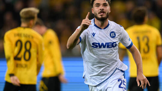 Wann meldet sich Lilian Egloff nach seiner Verletzung beim KSC wieder fit zurück? Foto: Robert Michael/dpa SG Dynamo Dresden - Karlsruher SC