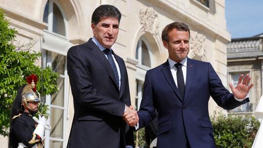 Kurdenpräsident Barsani mit Emmanuel Macron