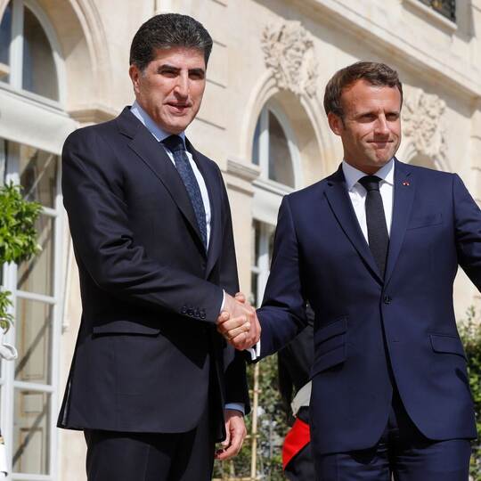Kurdenpräsident Barsani mit Emmanuel Macron