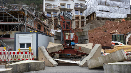 Wildbad Baukran Umgestürzt