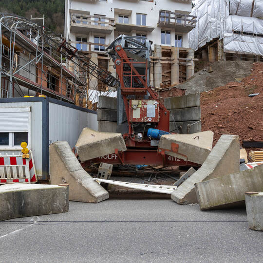 Wildbad Baukran Umgestürzt