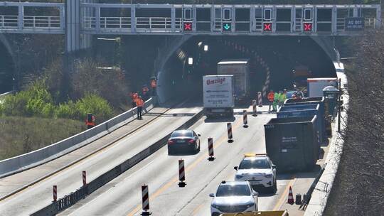 Engelbergtunnel Richtung Karlsruhe einspurig befahrbar