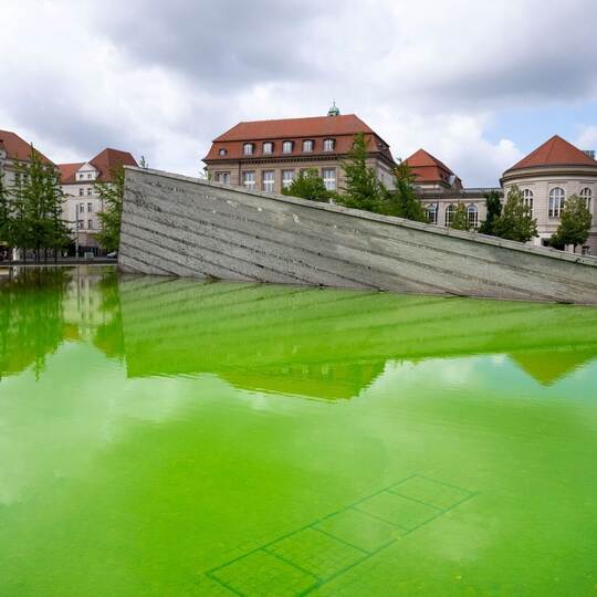 Protestbewegung färbt Brunnenwasser grün
