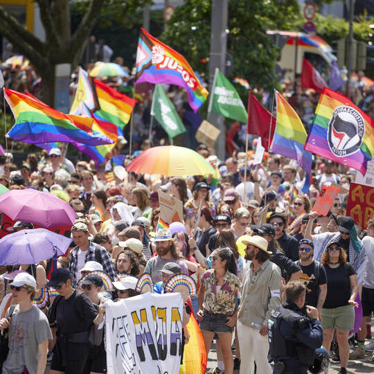 1300 Menschen zogen im vergangenen Jahr für die Rechte von sexuellen Minderheiten durch Pforzheims Straßen. Archivfotos: Tilo Ke Christopher Street Day. Gegendemonstration von "Der Störtrupp Süd" und dazu Gegendemonstration von "Antifa"