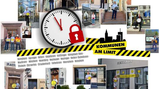 Kommunen am Limit: Zahlreiche Bürgermeisterinnen und Bürgermeister aus dem Enzkreis machen vor ihren Rathäusern deutlich, dass e