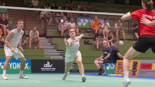 Das deutsche Doppel Linus Emmerich und Maike Iffland in Aktion. Foto: Fotomoment