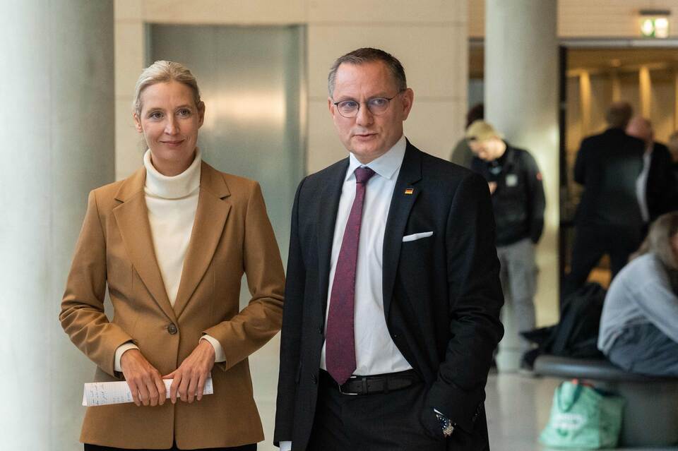 AfD-Chefs Alice Weidel und Tino Chrupalla (Archivbild) AfD-Chefs Alice Weidel und Tino Chrupalla (Archivbild)