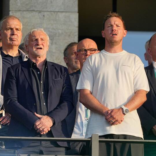 Rudi Völler, Julian Nagelsmann und Bernd Neuendorf