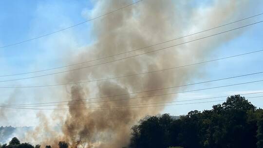 Bundesstraße wegen Flächenbrand nahe Karlsruhe gesperrt Bundesstraße wegen Flächenbrand nahe Karlsruhe gesperrt