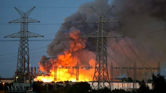 Großer Schrottberg bei Salzgitter AG in Flammen