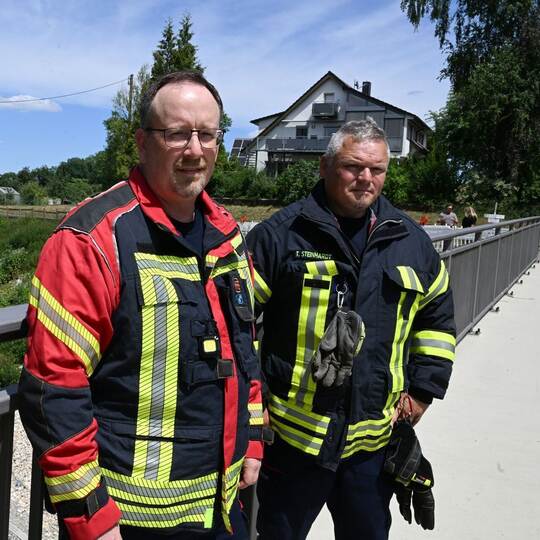 Feuerwehrmänner nach Einsatz Zugunglück Riedlingen