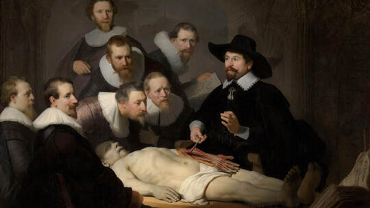 Große dynamische Kraft: Rembrandts berühmtes Gemälde „Die Anatomiestunde des Dr. Nicolaes Tulp“. Public Domain